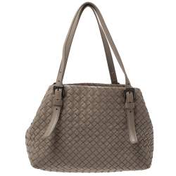 Pre Owned Bottega Veneta Grey Leather Cesta Tote