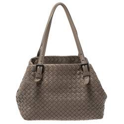 Pre Owned Bottega Veneta Grey Leather Cesta Tote