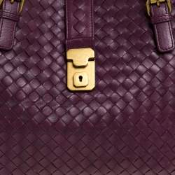 Pre Owned حقيبة يد بوتيغا فينيتا روما كبيرة جلد انترشياتو أزرق كحلي