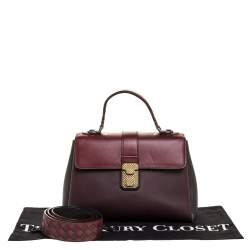 مملوكة مسبقًا Bottega Veneta Burgundy/Black Leather Piazza Top Handle Bag