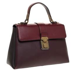 مملوكة مسبقًا Bottega Veneta Burgundy/Black Leather Piazza Top Handle Bag