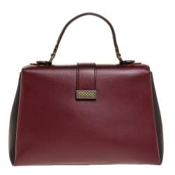 مملوكة مسبقًا Bottega Veneta Burgundy/Black Leather Piazza Top Handle Bag