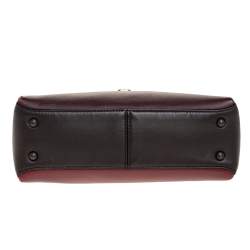 مملوكة مسبقًا Bottega Veneta Burgundy/Black Leather Piazza Top Handle Bag