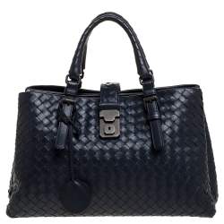 مملوكة مسبقًا Bottega Veneta Blue Intrecciato Leather Small Roma Tote