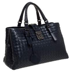 مملوكة مسبقًا Bottega Veneta Blue Intrecciato Leather Small Roma Tote