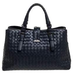 مملوكة مسبقًا Bottega Veneta Blue Intrecciato Leather Small Roma Tote