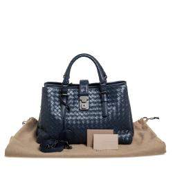مملوكة مسبقًا Bottega Veneta Blue Intrecciato Leather Small Roma Tote