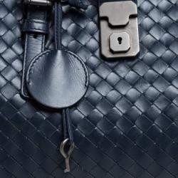 مملوكة مسبقًا Bottega Veneta Blue Intrecciato Leather Small Roma Tote