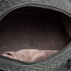Pre Owned Bottega Veneta Dark Grey Intrecciato Leather Boston Bag