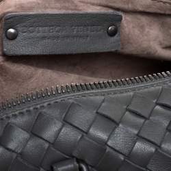 Pre Owned Bottega Veneta Dark Grey Intrecciato Leather Boston Bag