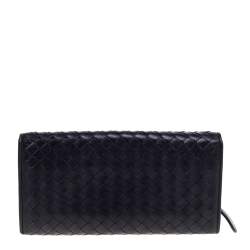 Pre Owned Bottega Veneta Purple Intrecciato Leather Continental Wallet