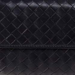 Pre Owned Bottega Veneta Purple Intrecciato Leather Continental Wallet