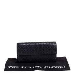 Pre Owned Bottega Veneta Purple Intrecciato Leather Continental Wallet