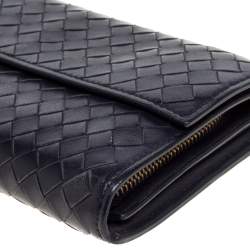 Pre Owned Bottega Veneta Purple Intrecciato Leather Continental Wallet