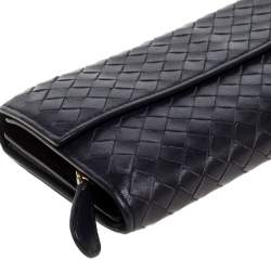 Pre Owned Bottega Veneta Purple Intrecciato Leather Continental Wallet