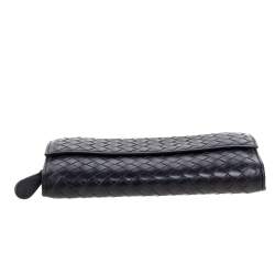 Pre Owned Bottega Veneta Purple Intrecciato Leather Continental Wallet