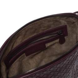 Pre Owned Bottega Veneta Burgundy Intrecciato Leather Nodini Crossbody Bag