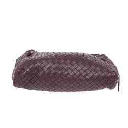 Pre Owned Bottega Veneta Burgundy Intrecciato Leather Nodini Crossbody Bag