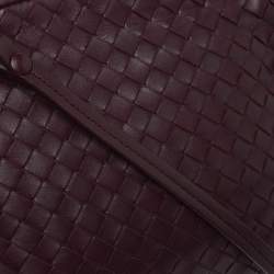 Pre Owned Bottega Veneta Burgundy Intrecciato Leather Nodini Crossbody Bag