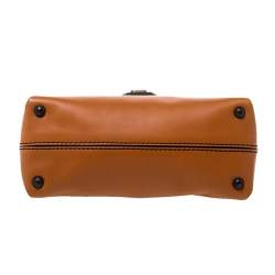 Pre Owned Bottega Veneta Orange Leather Mini Piazza Top Handle Bag