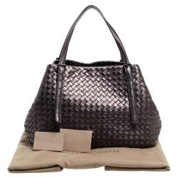 Pre Owned Bottega Veneta Metallic Intrecciato Leather Small Cesta Tote