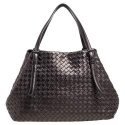 Pre Owned Bottega Veneta Metallic Intrecciato Leather Small Cesta Tote
