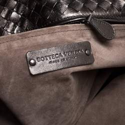 Pre Owned Bottega Veneta Metallic Intrecciato Leather Small Cesta Tote