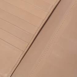 Pre Owned Bottega Veneta Beige Intrecciato Leather Bifold Continental Wallet