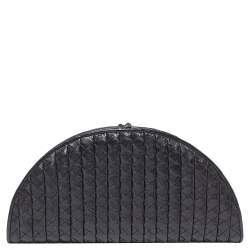 Pre Owned حقيبة كلتش بوتيغا فينيتا فان جلد إنترشييتو سوداء 