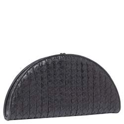 Pre Owned حقيبة كلتش بوتيغا فينيتا فان جلد إنترشييتو سوداء 