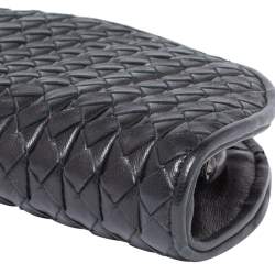 Pre Owned حقيبة كلتش بوتيغا فينيتا فان جلد إنترشييتو سوداء 