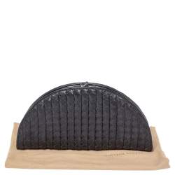 Pre Owned حقيبة كلتش بوتيغا فينيتا فان جلد إنترشييتو سوداء 