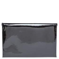 Pre Owned Bottega Veneta Black Patent Leather Envelope Clutch