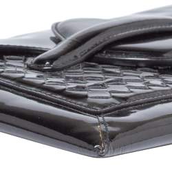 Pre Owned Bottega Veneta Black Patent Leather Envelope Clutch
