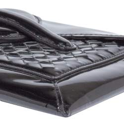 Pre Owned Bottega Veneta Black Patent Leather Envelope Clutch