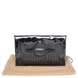 Pre Owned Bottega Veneta Black Patent Leather Envelope Clutch