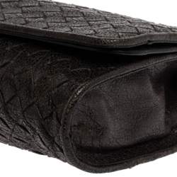 Pre Owned Bottega Veneta Black Intreciatto Leather Clutch