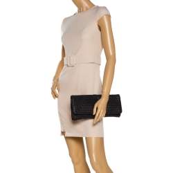 Pre Owned Bottega Veneta Black Intreciatto Leather Clutch