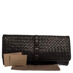 Pre Owned Bottega Veneta Black Intreciatto Leather Clutch