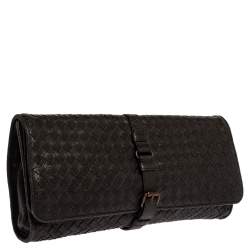 Pre Owned Bottega Veneta Black Intreciatto Leather Clutch