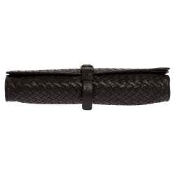 Pre Owned Bottega Veneta Black Intreciatto Leather Clutch