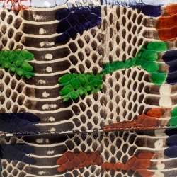 Pre Owned Bottega Veneta Multicolor Intrecciato Leather and Python Double Side Flap Baguette Bag