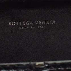 Pre Owned Bottega Veneta Black Intrecciato Satin and Python Stretch Knot Clutch