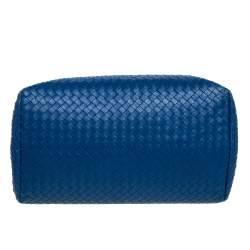 Pre Owned Bottega Veneta Blue Intrecciato Nappa Leather Tote