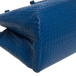 Pre Owned Bottega Veneta Blue Intrecciato Nappa Leather Tote