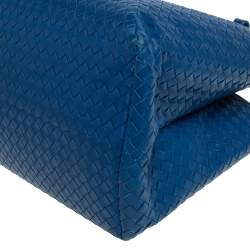 Pre Owned Bottega Veneta Blue Intrecciato Nappa Leather Tote