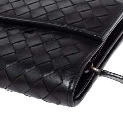 Pre Owned Bottega Veneta Black Intrecciato Leather Continental Wallet