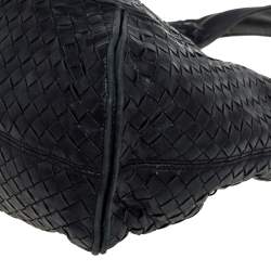 Pre Owned Bottega Veneta Black Intrecciato Leather Ball Hobo 