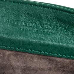 Pre Owned Bottega Veneta Green Intrecciato Leather Flap Crossbody Bag