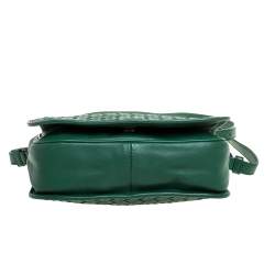 Pre Owned Bottega Veneta Green Intrecciato Leather Flap Crossbody Bag